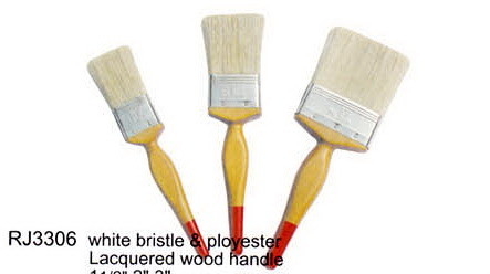 O dobro plástico da escova de pintura da casa do punho ferveu a escova de pintura natural branca da cerda