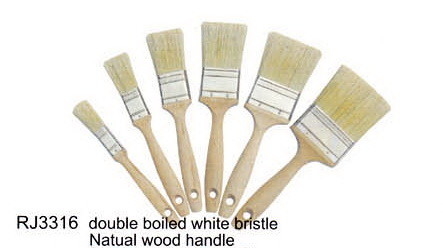 Escova de pintura pura branca envernizada da cerda da casa de madeira da escova de pintura do punho