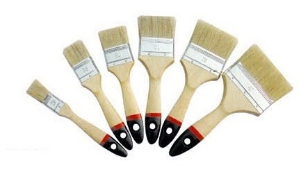 Pincel de pintura de cerdas brancas de 2" em massa com cabo de madeira